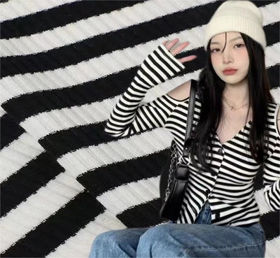 Rib Knitted twal pou chemiz